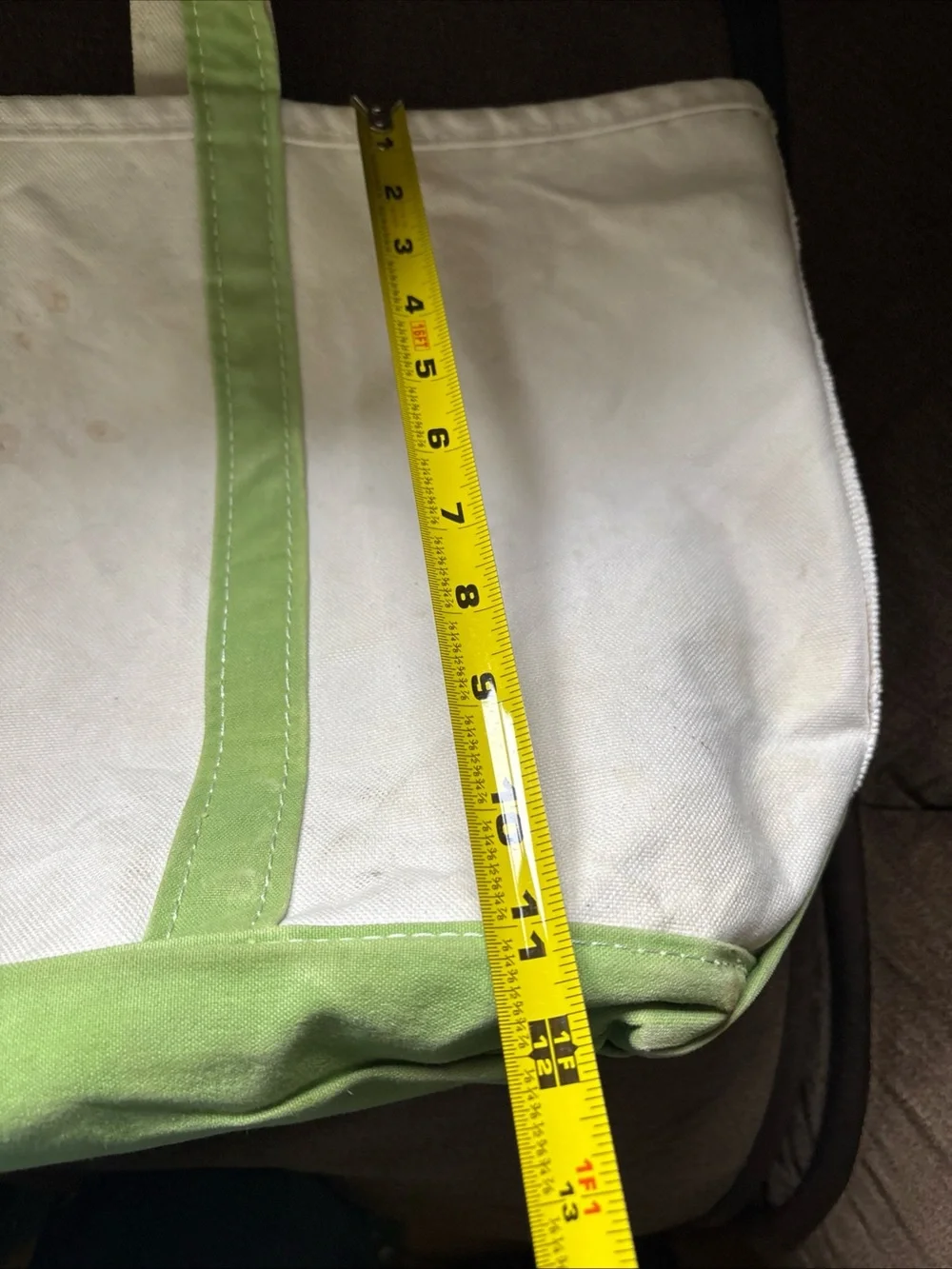 Vintage LL BEAN Boat & Tote Huge L 22" Wide Natural Canvas Green - Picture 8 of 8